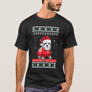 Cute Dog Bearded Collie Santa Hat Christmas Dog T-Shirt