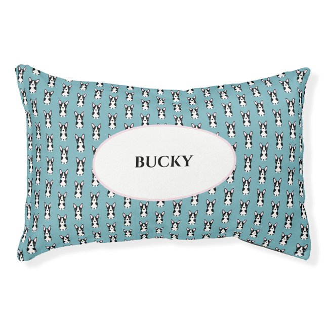 Cute Dog Bed, Boston Terrier Personalized Pet Bed (Front)