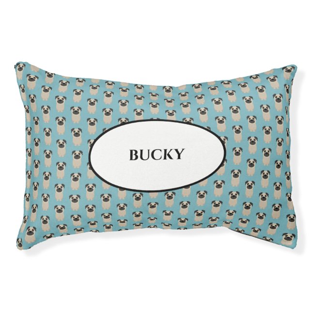 Cute Dog Bed, Pug Personalized  Pet Bed (Front)