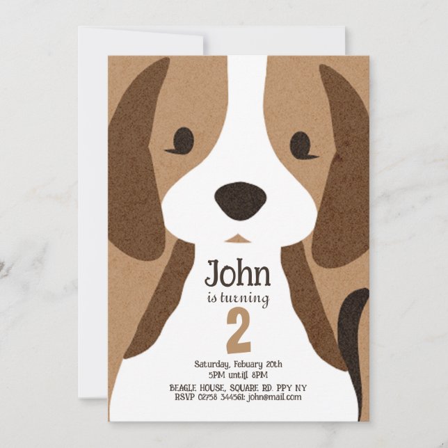 Cute Dog Birthday Card, Personalise Dog Birthday  Invitation (Front)