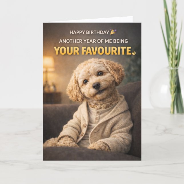 Cute Dog Birthday Card Your Favorite Cockapoo (Front)