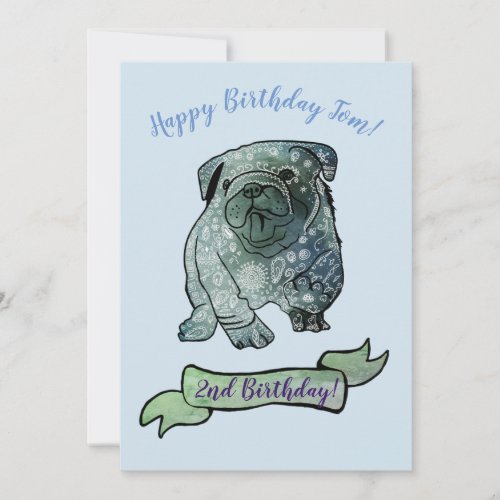 Cute Dog Birthday Party French Bulldog Invitation