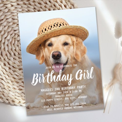 Cute Dog Birthday Party Pet Photo Invitation  Postcard