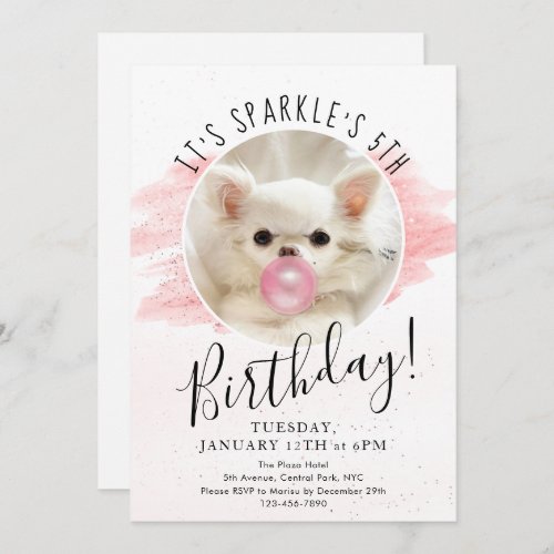 Cute Dog Birthday Party  Sparkle The Tiny Chi  Invitation