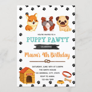 Cute dog birthday theme invitation