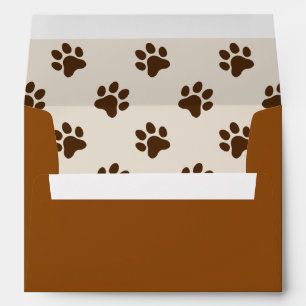 Cute dog black paw print and white envelope