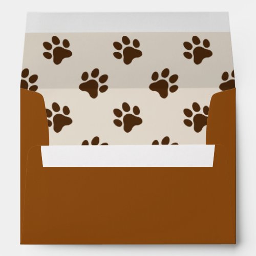 Cute dog black paw print and white  envelope