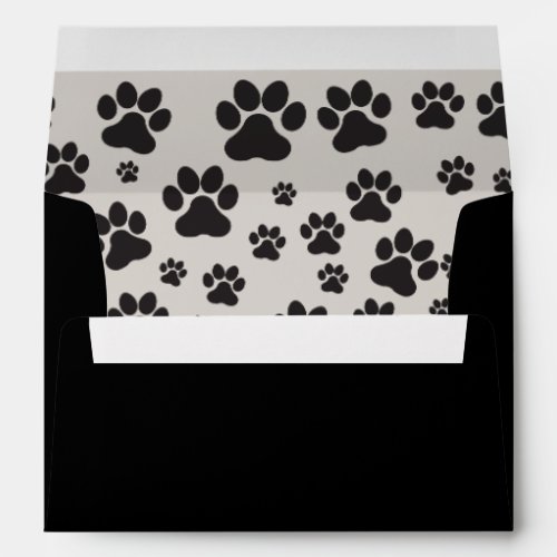 Cute dog black paw print and white  envelope