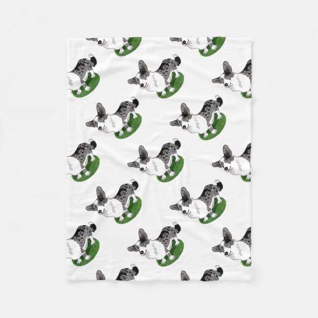 Cute dog, Blue Merle Corgi Fleece Blanket (Front)