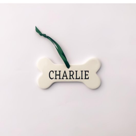 Cute Dog Bone-Themed Ceramic Pet Ornament (Front)