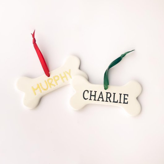 Cute Dog Bone-Themed Ceramic Pet Ornament (Front)