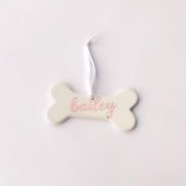 Cute Dog Bone-Themed Ceramic Pet Ornament (Front)