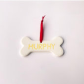 Cute Dog Bone-Themed Ceramic Pet Ornament (Front)