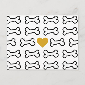 Cute Dog Bone w Heart of Gold Postcard