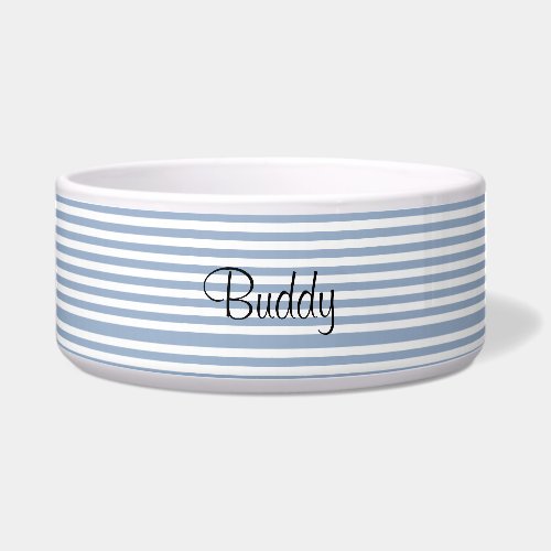 Cute Dog Bowl Blue & White Stripe