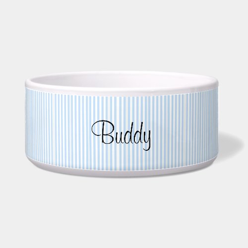 Cute Dog Bowl Blue &amp; White Stripe