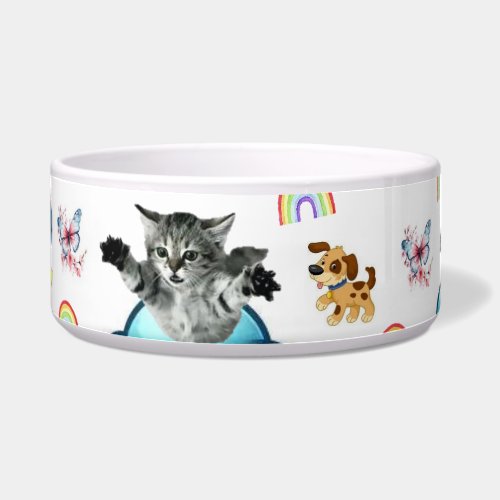 Cute Dog Bowl Cat Dog Mouse Rainbow