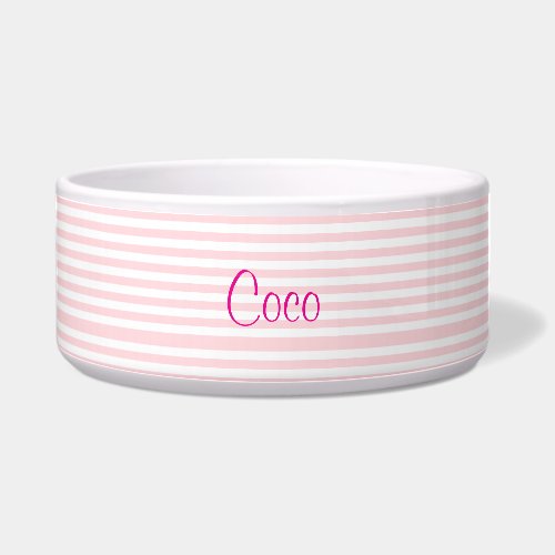 Cute Dog Bowl Pink &amp; White Stripe