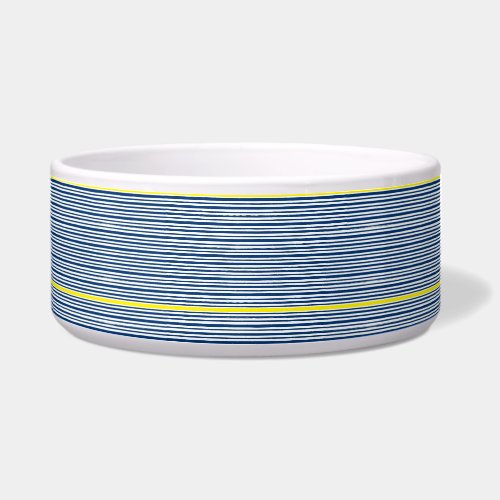 Cute Dog Bowl Yellow, Blue &amp; White Stripe