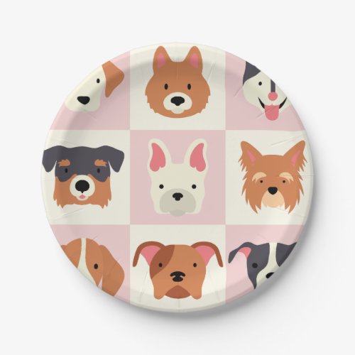 Cute dog breed pink pattern paper plates