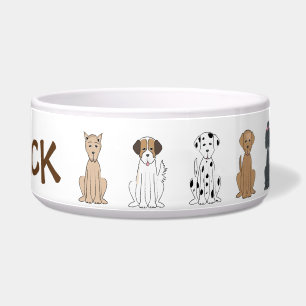 Cute Dog Breed Whimsical Simple Custom Pet Bowl