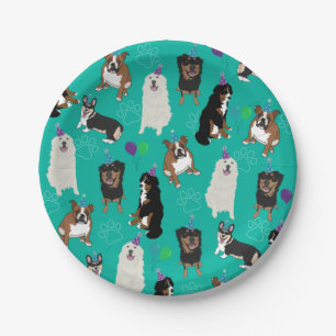 Cute Dog Breeds Birthday Paper Plates
