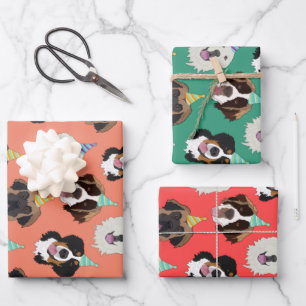 Cute Dog Breeds Birthday  Wrapping Paper Sheets