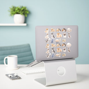Cute Dog Breeds Cats Pet Bed Watercolor Aesthetic Sticker