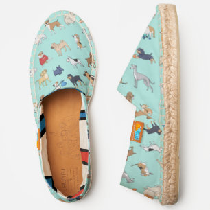 Cute Dog Breeds Pattern Modern Casual Blue Espadrilles