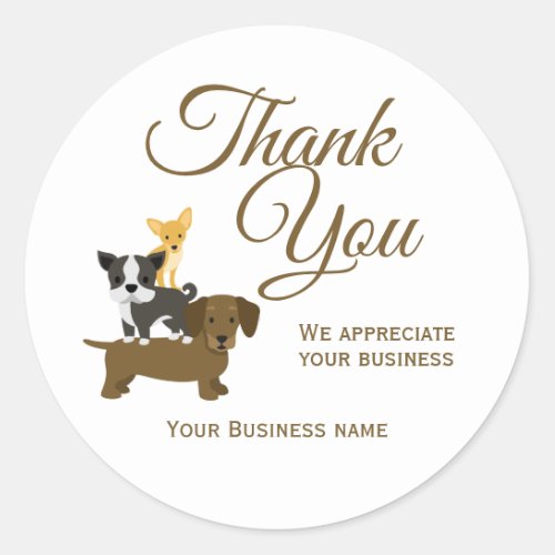 Cute Dog Business Thank You  Classic Round Sticker