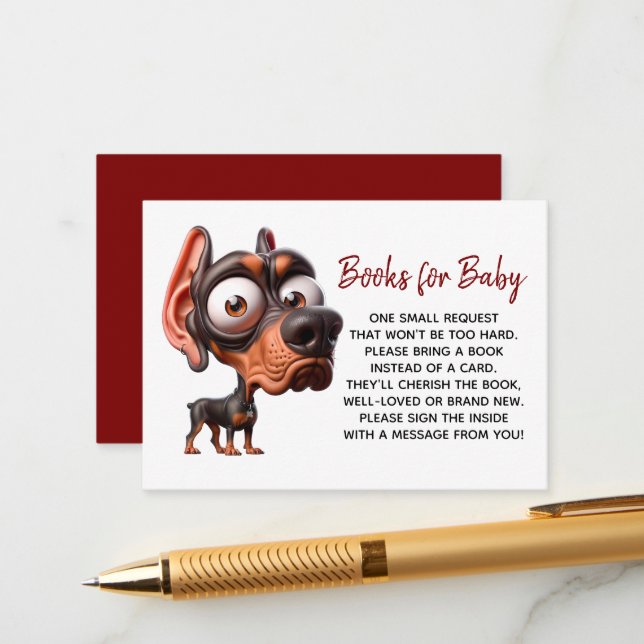 Cute Dog Caricatures Baby Shower Boy Enclosure Card (Front/Back In Situ)