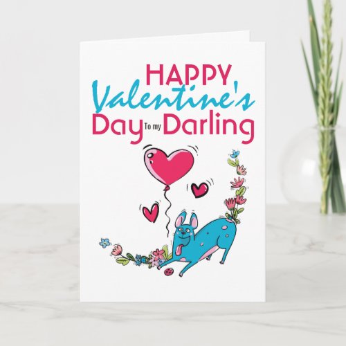 Cute dog cartoon Valentines Day couples Holiday Card