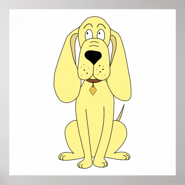 Cute Dog Cartoon. Yellow Hound. Poster (Front)