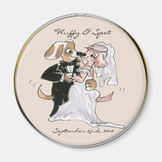 Cute Dog Cartoons Wedding Save the Date Magnets