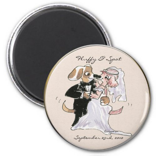 Cute Dog Cartoons Wedding Save the Date Magnets