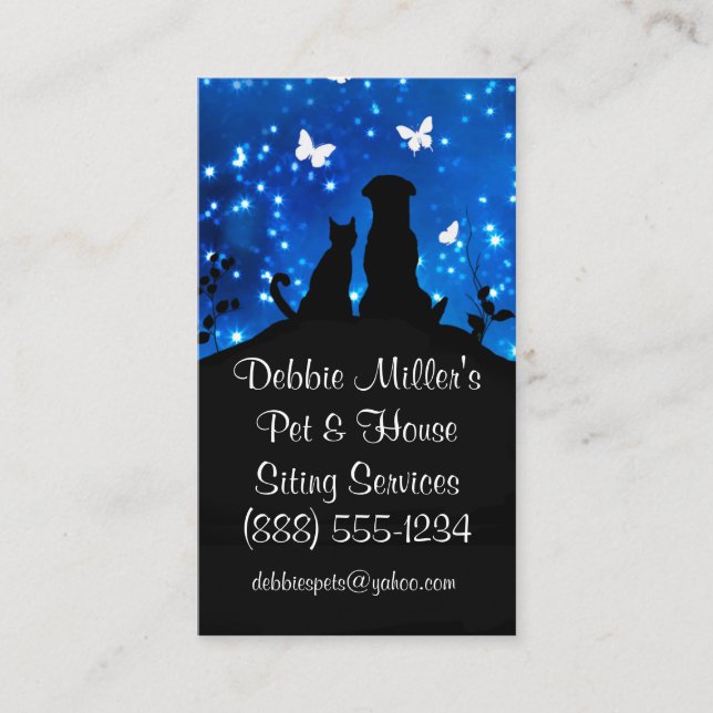 Cute Dog, Cat and House Sitting Business Cards (Front)