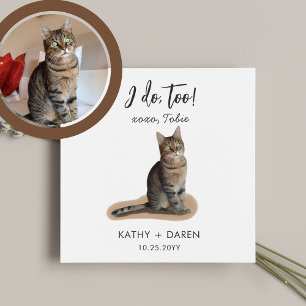 Cute Dog Cat Artwork Customized Wedding Napkins