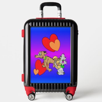 Cute Dog & Cat Cartoon Suitcase by Edelhertdesigntravel at Zazzle