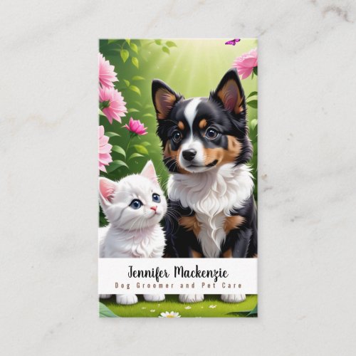 Cute Dog Cat Groomer Grooming Service Pet Care  Business Card