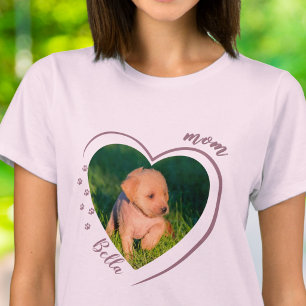 Cute Dog Cat Mom Heart Photo Paw Prints T-Shirt
