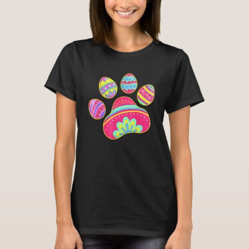 Cute Dog Cat Paw Easter Egg Girls Womens T_Shirt