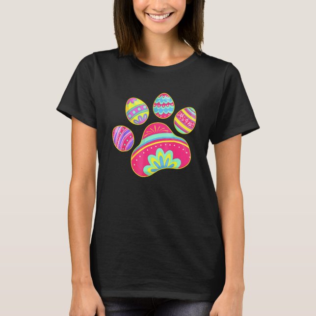 Cute Dog Cat Paw Easter Egg Girls Womens T-Shirt (Front)