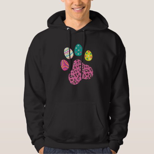 Cute Dog Cat Paw Leopard Print Easter Eggs Pet Paw Hoodie