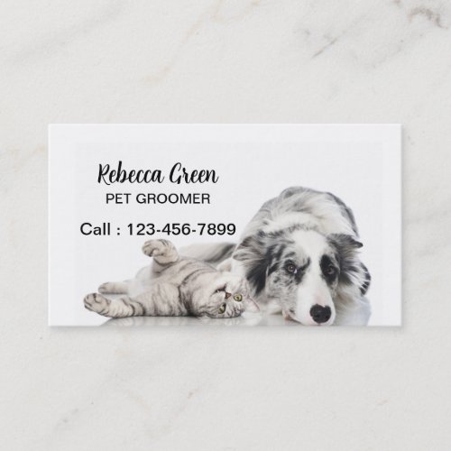 Cute dog cat pet sitter animal sitter pet groomer business card