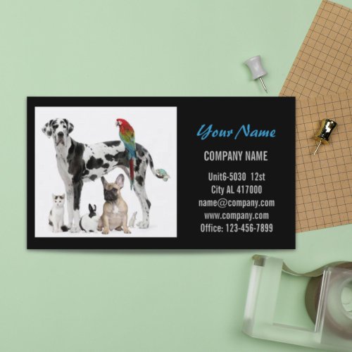 Modern cute animals pet service beauty salon business card
