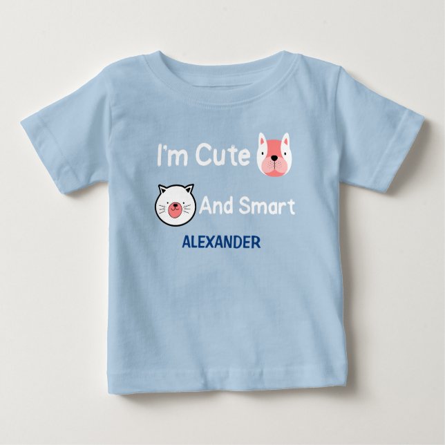 Cute Dog Cat Pets Animals Personalize  Baby T-Shirt (Front)
