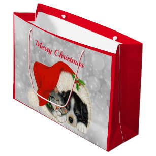 Cute Kitten Holiday Gift Bags Large 4 Bags 