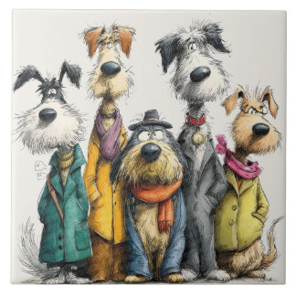 Cute dog characters ceramic tile