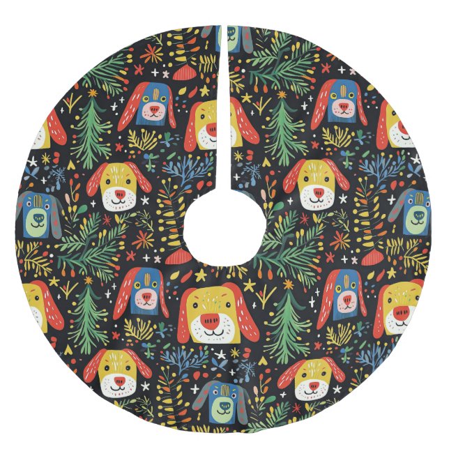 Cute Dog Christmas  Brushed Polyester Tree Skirt (Front)