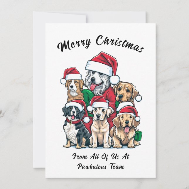 Cute Dog Christmas Drawing  Holiday Card (Front)